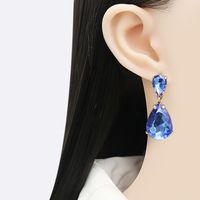 Simple Fashion Simple Alloy Crystal Water Drop Pendant Earrings main image 3