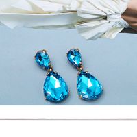 Simple Fashion Simple Alloy Crystal Water Drop Pendant Earrings main image 2