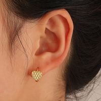 Simple Style Copper Micro Inlaid Zircon Flower Heart Earrings main image 5