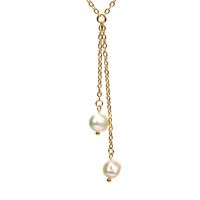 Fashion Simple Long Pearl Sweater Chain Copper Plating Gold Necklace main image 3