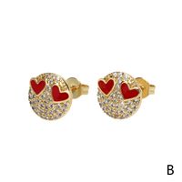 New Arrival Emoji Smiley Face Expression Zircon-embedded Dripping Oil Ear Stud main image 4