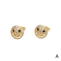 New Arrival Emoji Smiley Face Expression Zircon-embedded Dripping Oil Ear Stud sku image 1