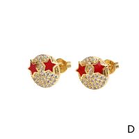 New Arrival Emoji Smiley Face Expression Zircon-embedded Dripping Oil Ear Stud sku image 4