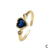 Mode Retro Herz Form Zirkon Intarsien Einstellbare Gold Überzogene Ring sku image 4