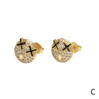 New Arrival Emoji Smiley Face Expression Zircon-embedded Dripping Oil Ear Stud sku image 3