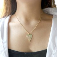 Fashion Retro Zircon-embedded Heart Pendant Oil Dripping Necklace For Women main image 3