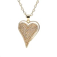 Fashion Retro Zircon-embedded Heart Pendant Oil Dripping Necklace For Women sku image 5
