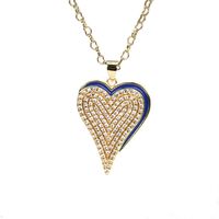 Fashion Retro Zircon-embedded Heart Pendant Oil Dripping Necklace For Women sku image 2