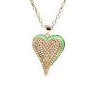 Fashion Retro Zircon-embedded Heart Pendant Oil Dripping Necklace For Women sku image 6