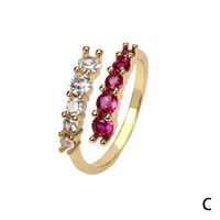 New Arrival Double-layer Colorful Zirconium Inlaid Open Adjustable Ring sku image 4