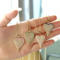 Fashion Retro Zircon-embedded Heart Pendant Oil Dripping Necklace For Women main image 1