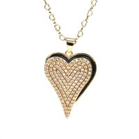 Fashion Retro Zircon-embedded Heart Pendant Oil Dripping Necklace For Women sku image 3