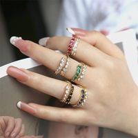 New Arrival Double-layer Colorful Zirconium Inlaid Open Adjustable Ring main image 1