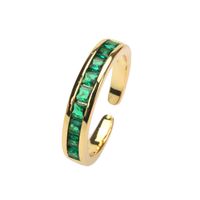 Fashion Retro Micro-inlaid Green Zircon Open-end Gold-plated Ring main image 4