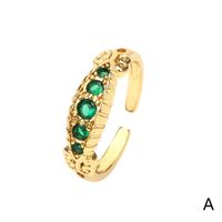 Fashion Retro Micro-inlaid Green Zircon Open-end Gold-plated Ring sku image 1
