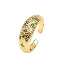 Fashion Retro Micro-inlaid Green Zircon Open-end Gold-plated Ring sku image 2