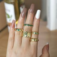 Fashion Retro Micro-inlaid Green Zircon Open-end Gold-plated Ring main image 1