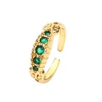 Fashion Retro Micro-inlaid Green Zircon Open-end Gold-plated Ring main image 6