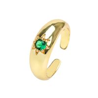 Fashion Retro Micro-inlaid Green Zircon Open-end Gold-plated Ring sku image 3