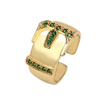 Fashion Retro Micro-inlaid Green Zircon Open-end Gold-plated Ring sku image 4