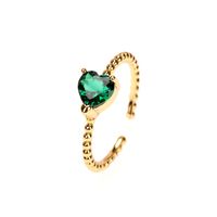 Fashion Green Smiley Heart Oil Dripping Zircon Open Adjustable Copper Ring main image 5