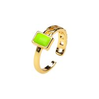 Fashion Green Smiley Heart Oil Dripping Zircon Open Adjustable Copper Ring sku image 1