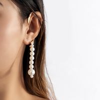 Fashion Simple Tassel Outline Imitation Pearl Geometric Alloy Ear Drop Earring sku image 1