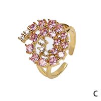Fashion Retro Multi-color Zircon Inlaid Opening Adjustable Copper Plating Gold Ring Wholesale main image 3