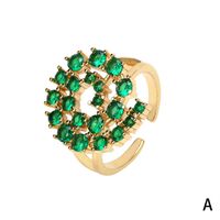 Fashion Retro Multi-color Zircon Inlaid Opening Adjustable Copper Plating Gold Ring Wholesale main image 5