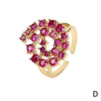 Fashion Retro Multi-color Zircon Inlaid Opening Adjustable Copper Plating Gold Ring Wholesale main image 6