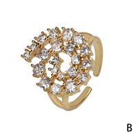 Fashion Retro Multi-color Zircon Inlaid Opening Adjustable Copper Plating Gold Ring Wholesale sku image 2