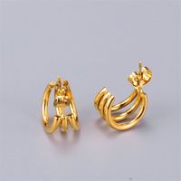 New Simple Golden Silvery Stainless Steel Small Earrings main image 4