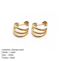 New Simple Golden Silvery Stainless Steel Small Earrings sku image 3