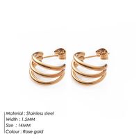 New Simple Golden Silvery Stainless Steel Small Earrings sku image 2