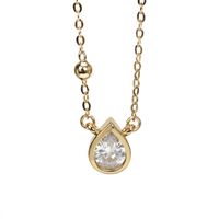 Fashion Elegant New Arrival Inlaid Zircon Heart Drop-shaped Pendant Copper Necklace sku image 3