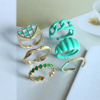 Fashion Creative Candy Color Green Dripping Oil Heart-shaped Adjustable Ring main image 4