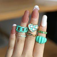 Fashion Creative Candy Color Green Dripping Oil Heart-shaped Adjustable Ring main image 1