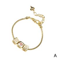 Fashion Letter Square Zircon Inlaid Openable Snake Bones Chain Bracelet main image 3