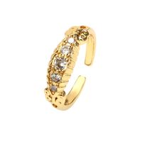 Fashion Micro-inlaid Zircon Gold-plated Copper Adjustable Ring Wholesale main image 5