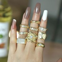 Fashion Micro-inlaid Zircon Gold-plated Copper Adjustable Ring Wholesale main image 6