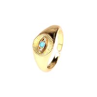Fashion Zircon-embedded Devil's Eye Open Adjustable Copper Plated Ring main image 1
