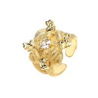 Fashion Micro-inlaid Zircon Gold-plated Copper Adjustable Ring Wholesale sku image 6
