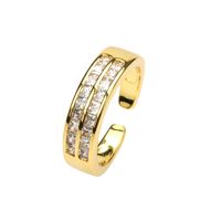 Fashion Micro-inlaid Zircon Gold-plated Copper Adjustable Ring Wholesale sku image 8