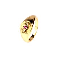 Fashion Zircon-embedded Devil's Eye Open Adjustable Copper Plated Ring main image 5