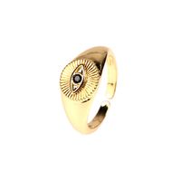 Fashion Zircon-embedded Devil's Eye Open Adjustable Copper Plated Ring main image 4