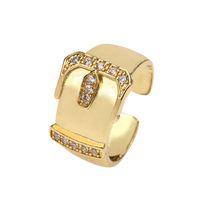 Fashion Micro-inlaid Zircon Gold-plated Copper Adjustable Ring Wholesale sku image 3