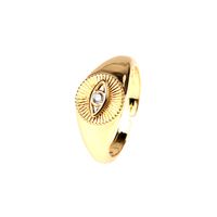 Fashion Zircon-embedded Devil's Eye Open Adjustable Copper Plated Ring sku image 4