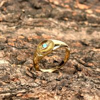 Fashion Zircon-embedded Devil's Eye Open Adjustable Copper Plated Ring main image 2