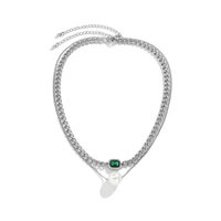 Fashion Imitation Pearl Gemstone Chain Simple Green Alloy Necklace main image 6