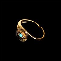 Fashion Zircon-embedded Devil's Eye Open Adjustable Copper Plated Ring main image 3